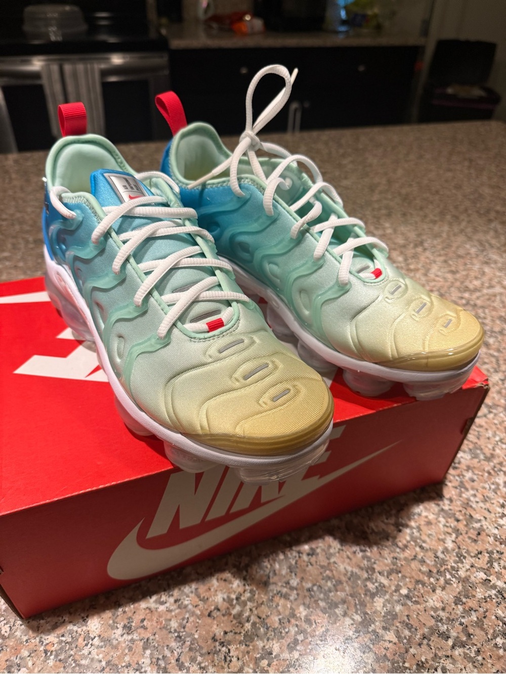 Nike Air Max womens Gradient Aqua to Yellow Sneakers - Picture 2 of 7